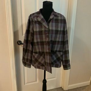 Pendleton Archival plum grey 50s redo 49er button up front wool jacket sz M